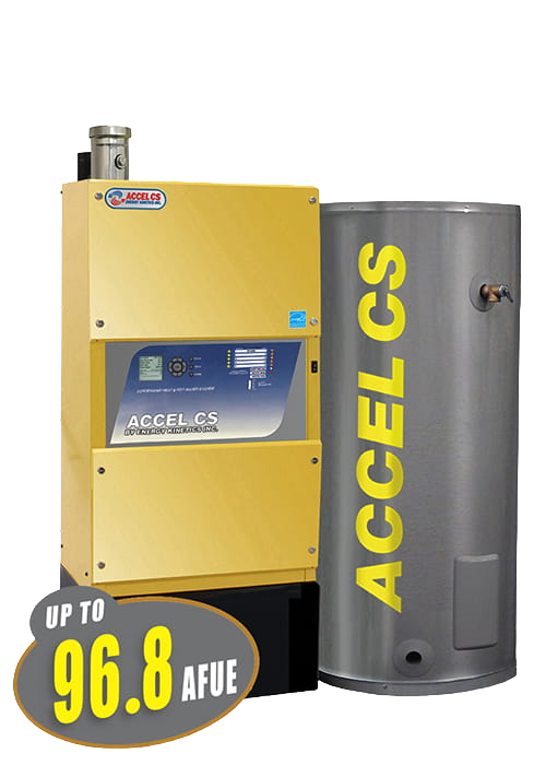 Energy Kinetics Accel CS propane boiler and hot water storage tank
